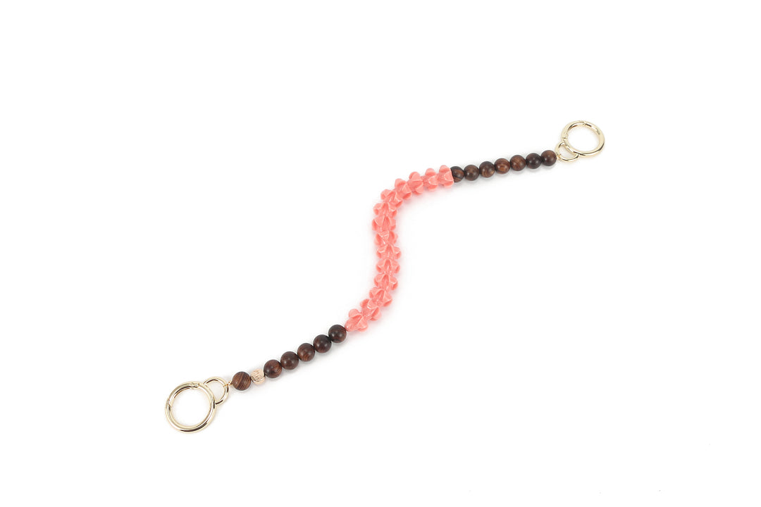 Lei Deco Charm 1-std Peach Puakenikeni Wood Beads
