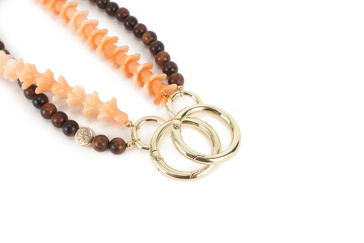Lei Deco Charm 2-std Orange Pakalana Wood Bead