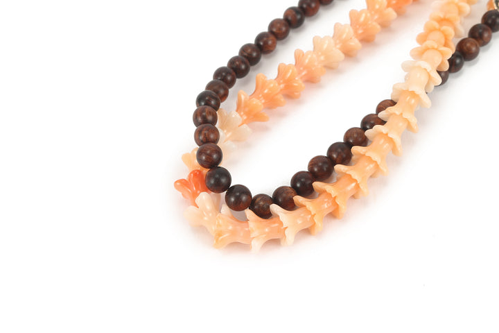Lei Deco Charm 2-std Orange Pakalana Wood Bead