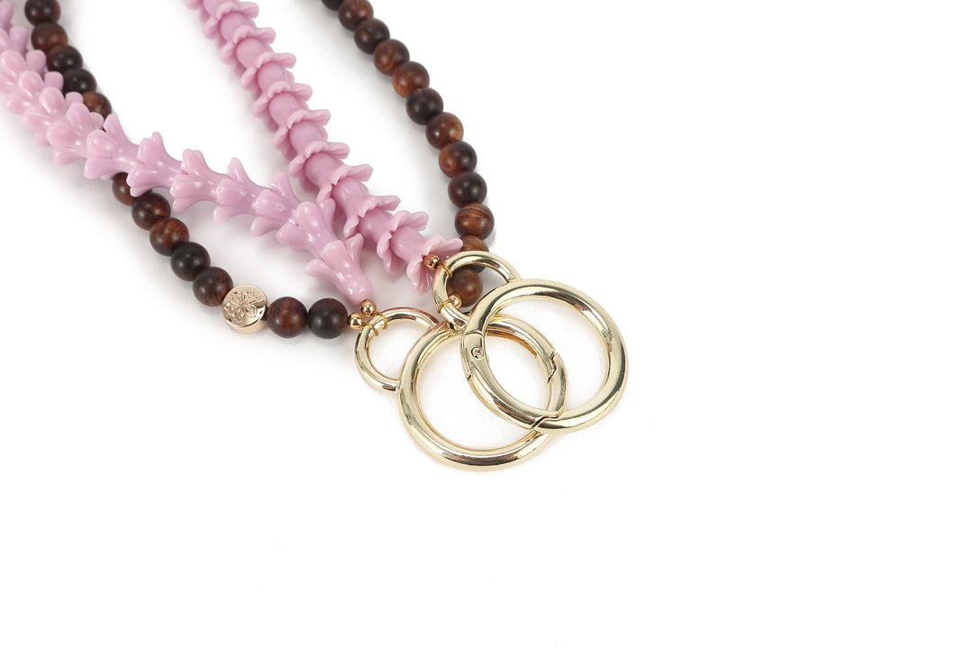 Lei Deco Charm 2-std Pink Pakalana Wood Bead