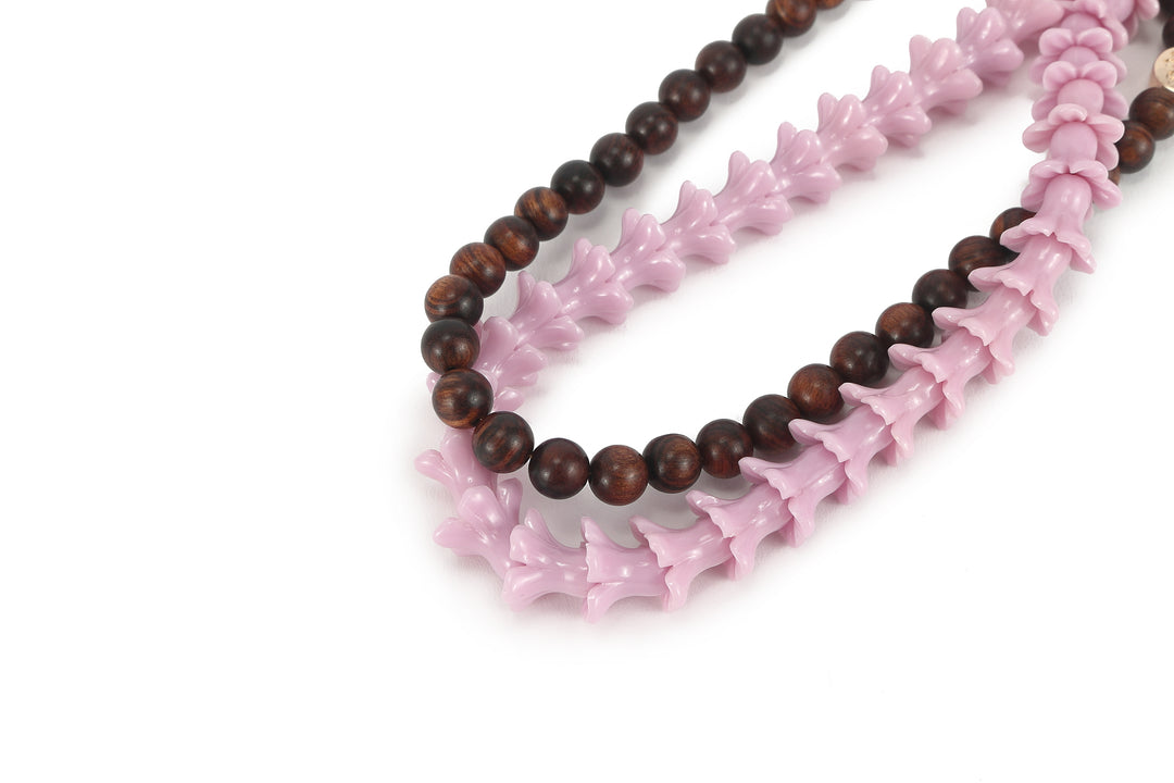Lei Deco Charm 2-std Pink Pakalana Wood Bead