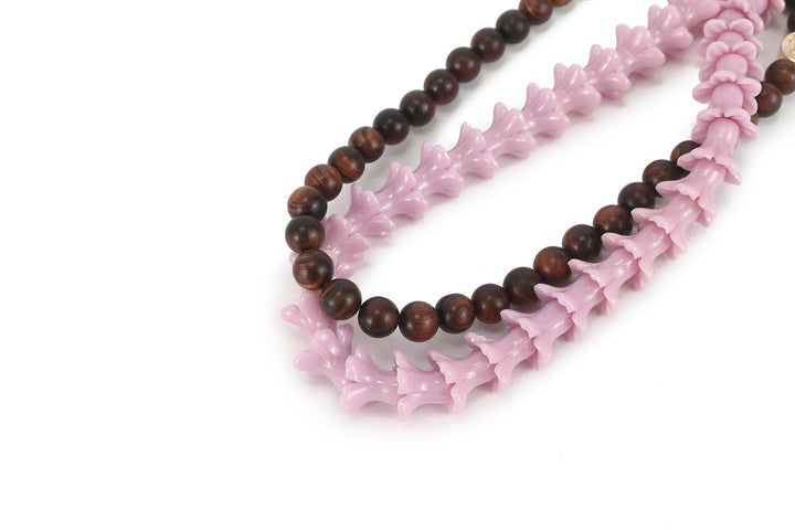 Lei Deco Charm 2-std Pink Pakalana Wood Bead