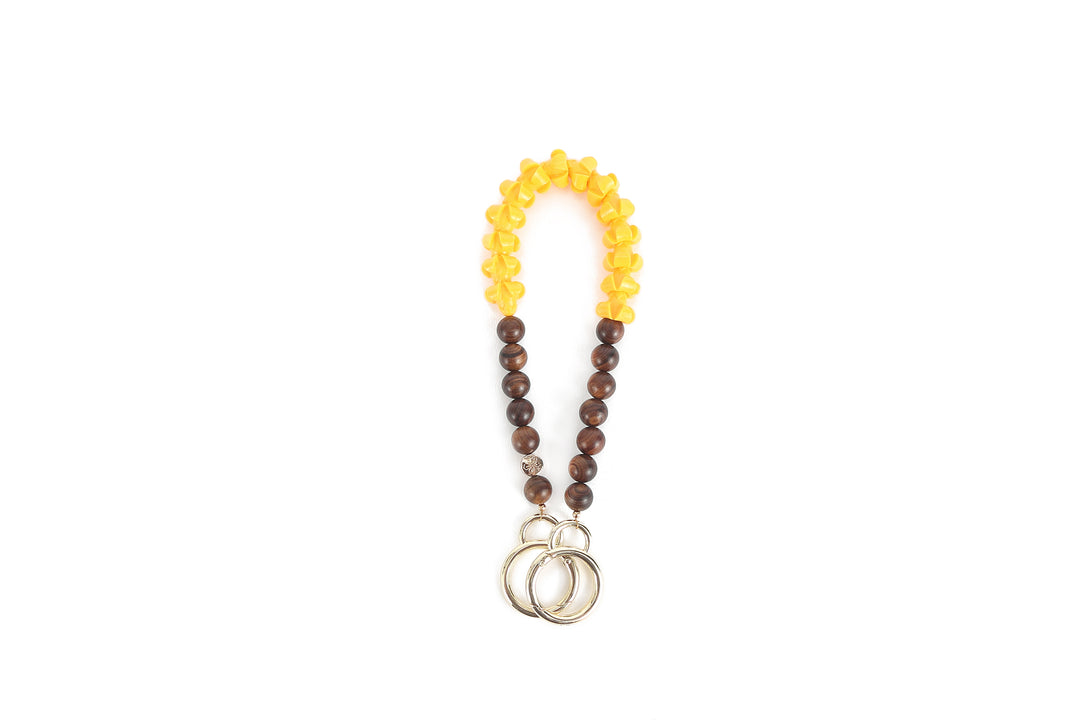 Lei Deco Charm 1-std Yellow Puakenikeni Wood Bead