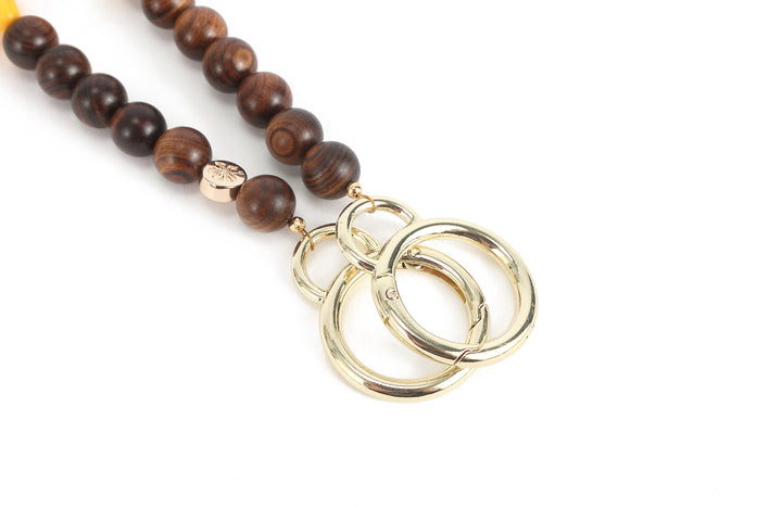 Lei Deco Charm 1-std Yellow Puakenikeni Wood Bead
