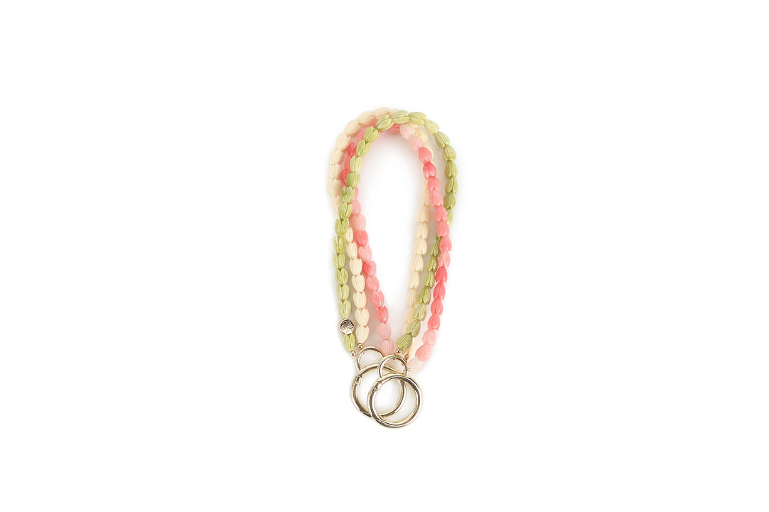 Lei Deco Charm 3-std White Pink Green Pikake