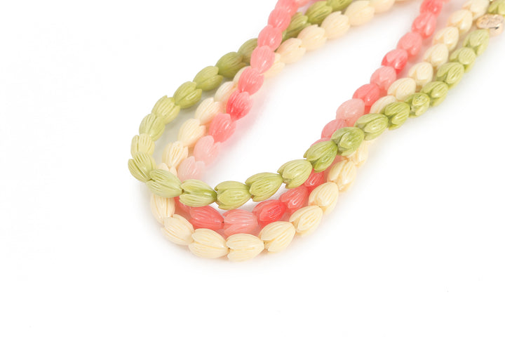 Lei Deco Charm 3-std White Pink Green Pikake