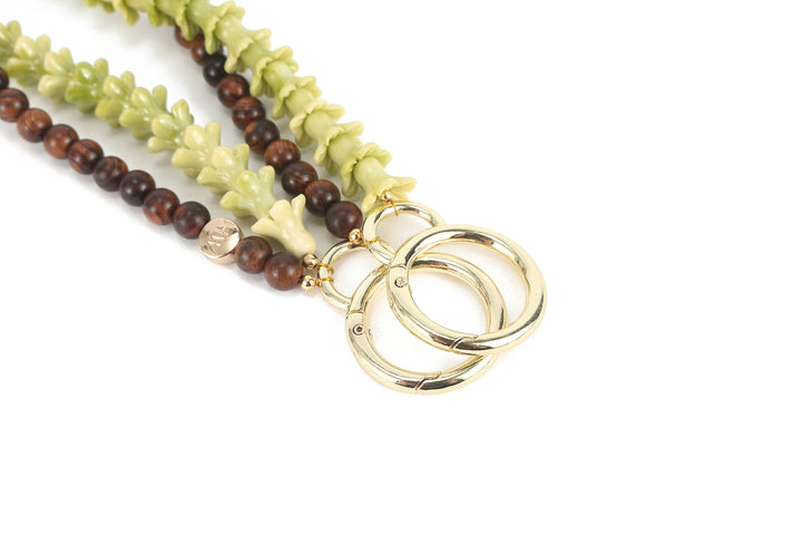 Lei Deco Charm 2-std Green Pakalana Large Wood Bead