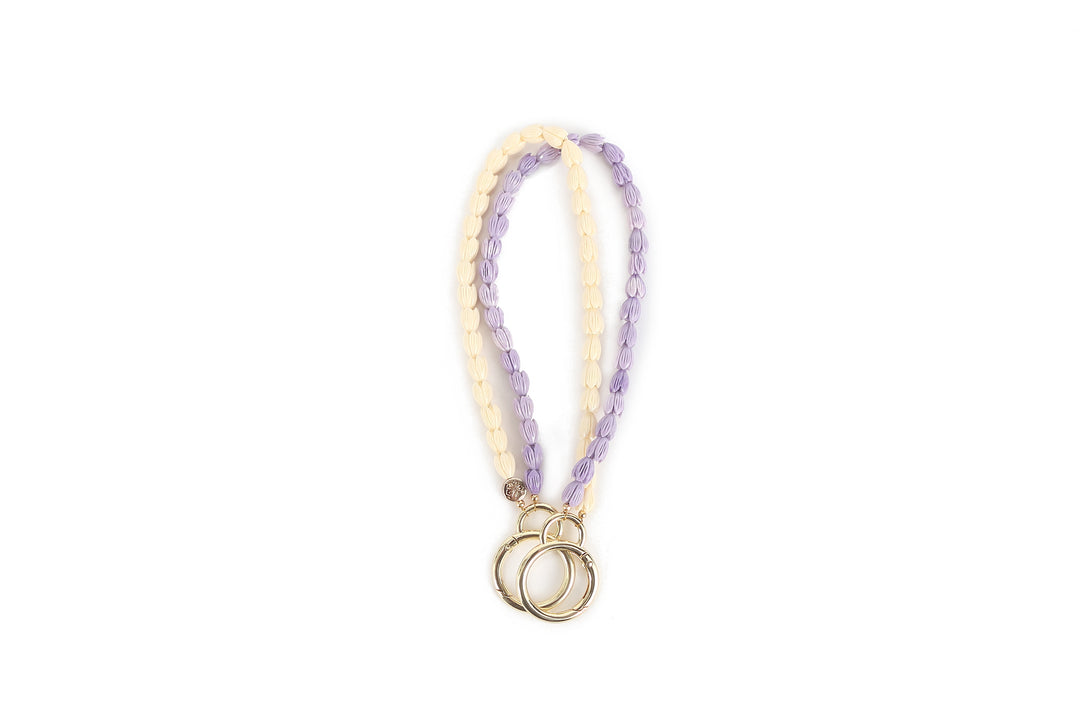 Lei Deco Charm 2-std Purple White Pikake