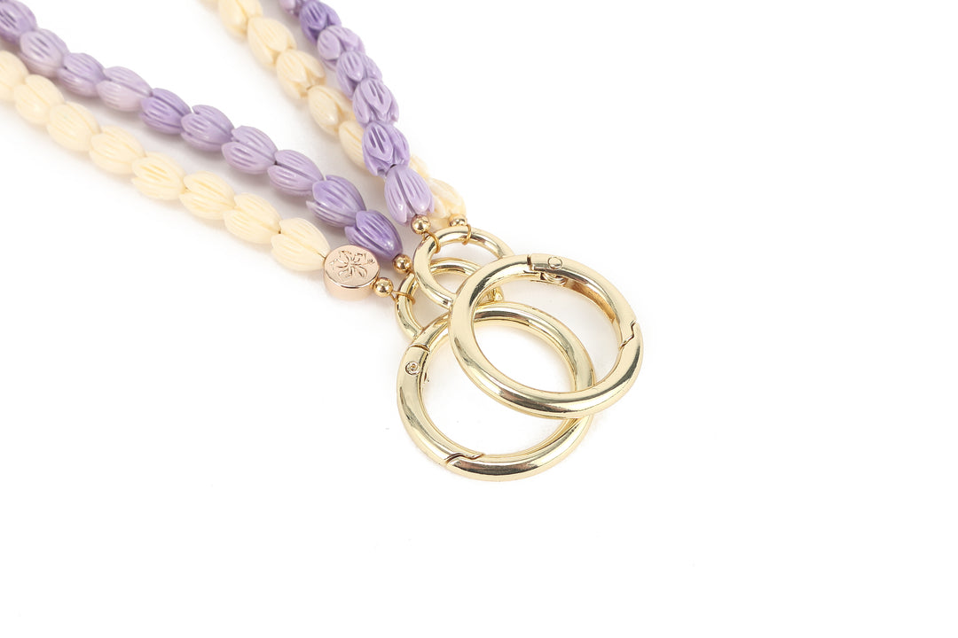 Lei Deco Charm 2-std Purple White Pikake