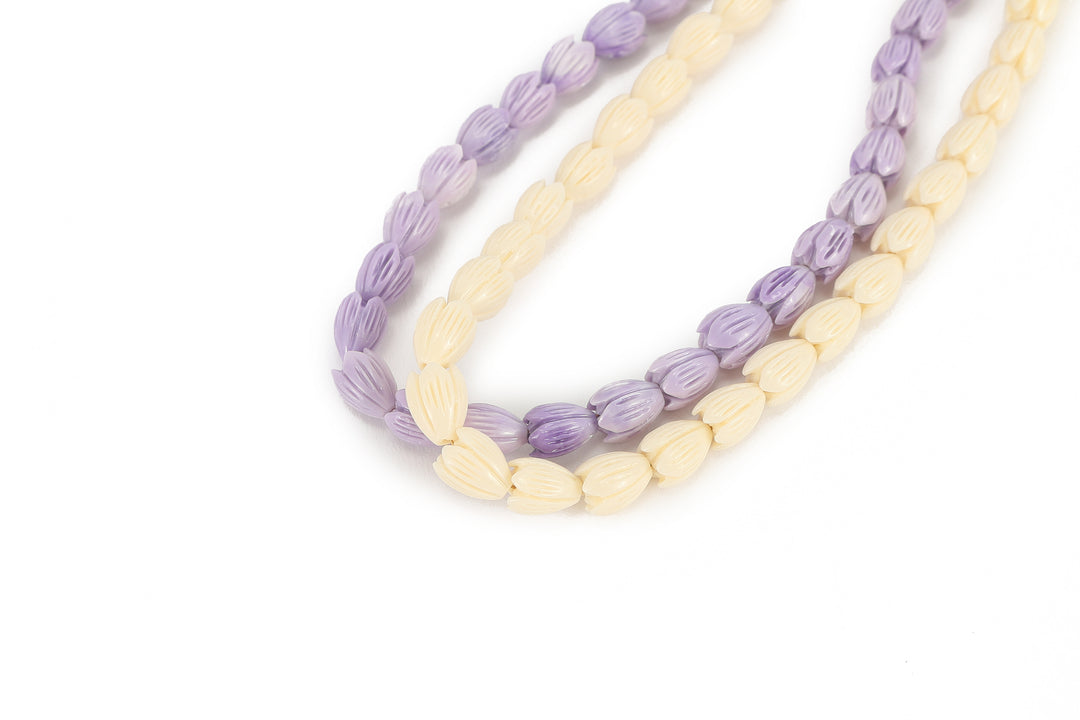 Lei Deco Charm 2-std Purple White Pikake