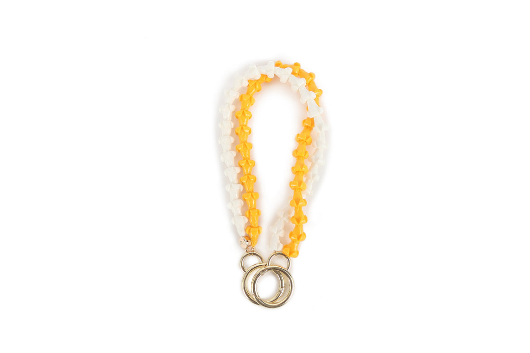 Lei Deco Charm 2-std Orange White Puakenikeni