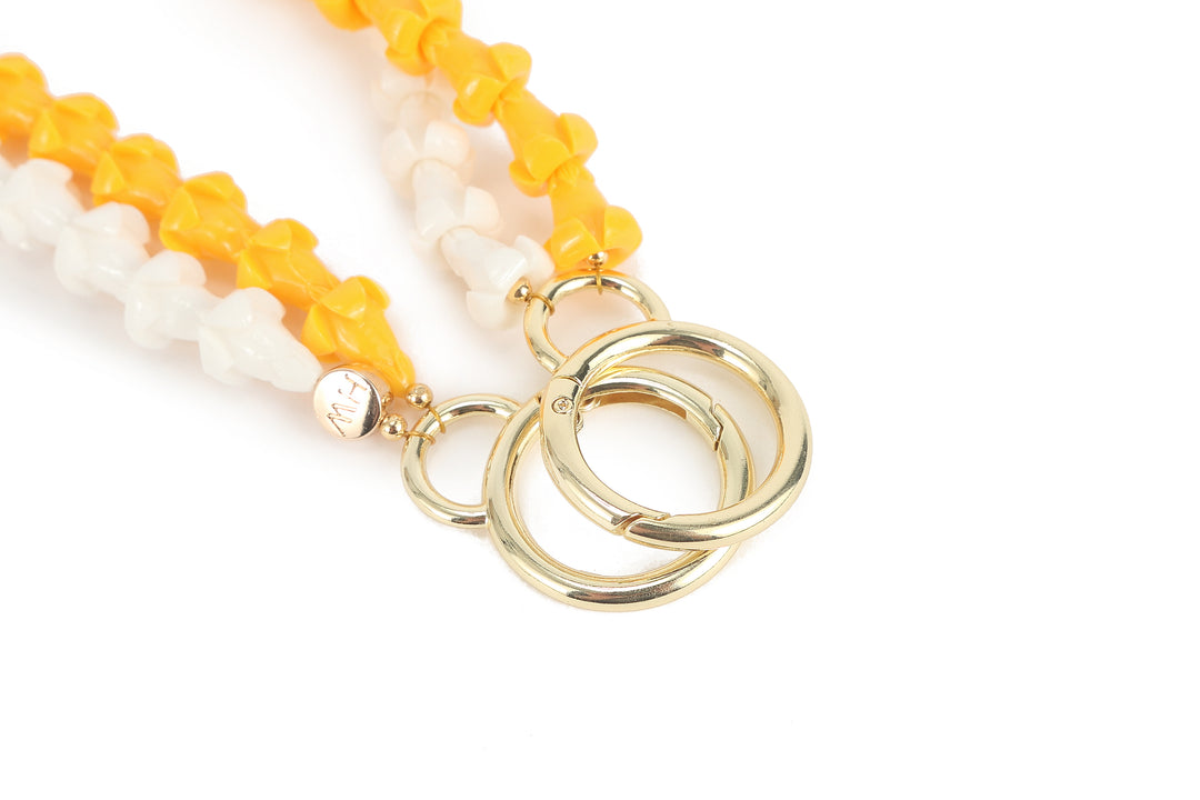 Lei Deco Charm 2-std Orange White Puakenikeni