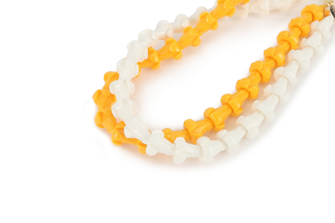 Lei Deco Charm 2-std Orange White Puakenikeni