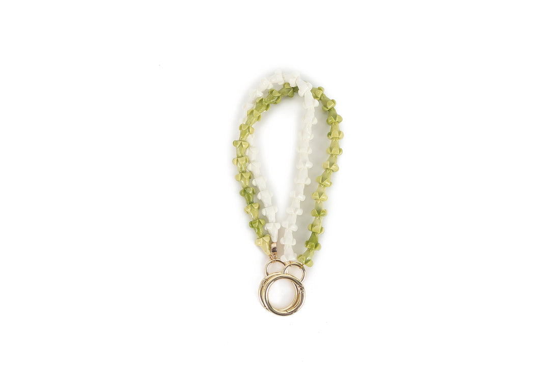 Lei Deco Charm 2-std Green White Puakenkeni