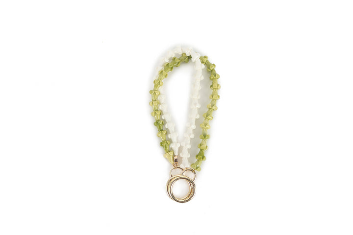 Lei Deco Charm 2-std Green White Puakenkeni