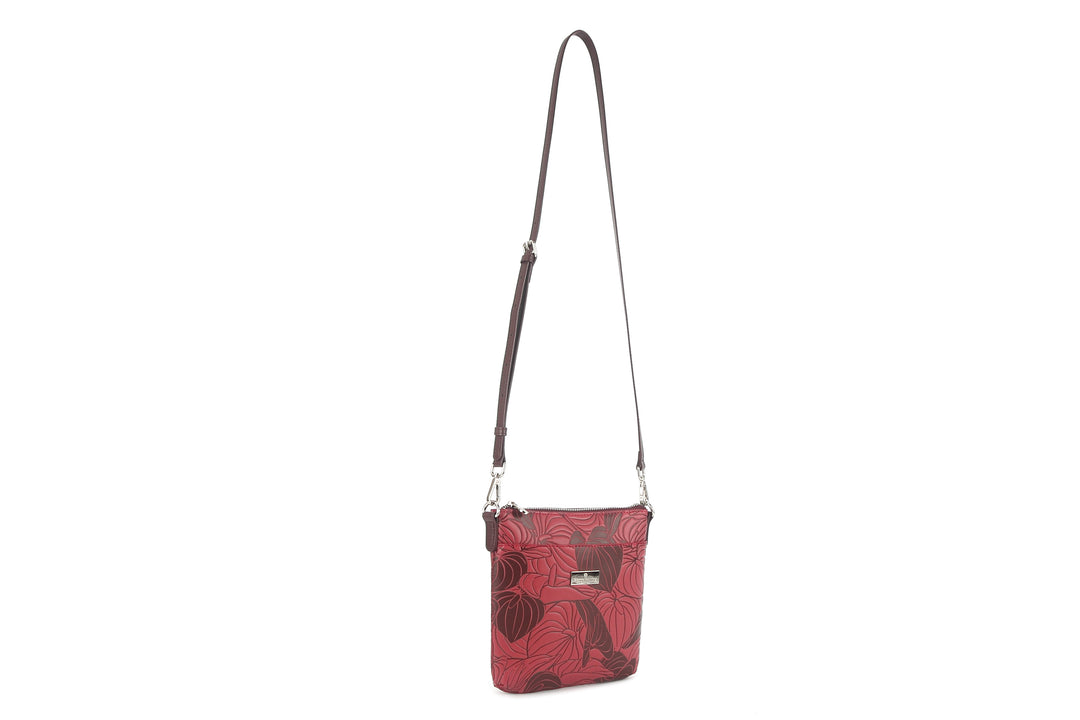 Crossbody Lisa Anthurium Embossed Brown-Red