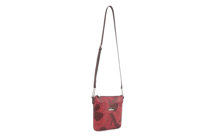 Crossbody Lisa Anthurium Embossed Brown-Red