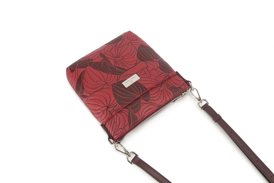 Crossbody Lisa Anthurium Embossed Brown-Red