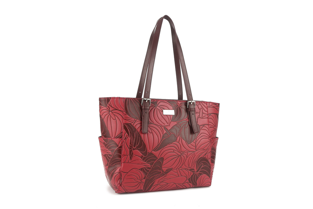 Tote Elizabeth Anthurium Embossed Brown-Red