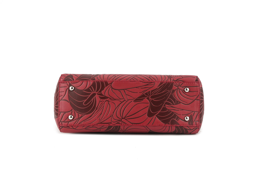 Tote Elizabeth Anthurium Embossed Brown-Red