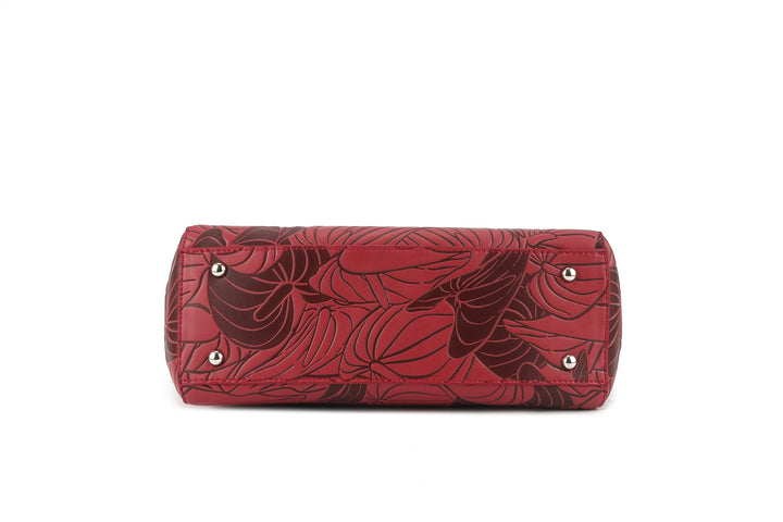 Tote Elizabeth Anthurium Embossed Brown-Red