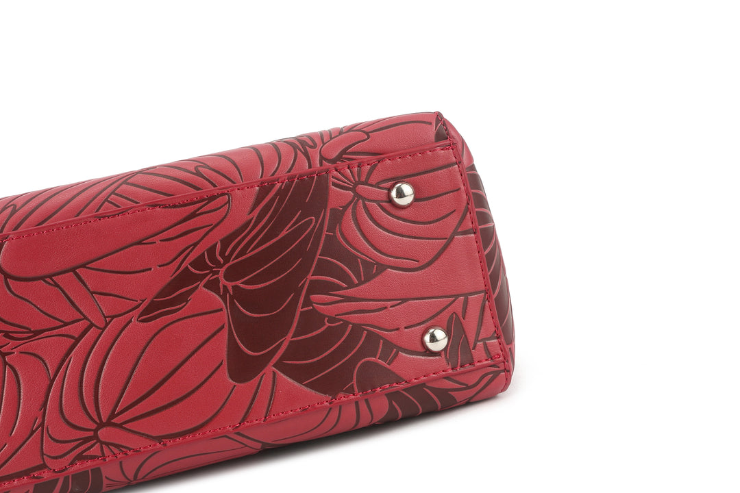 Tote Elizabeth Anthurium Embossed Brown-Red