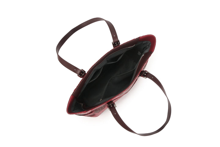 Tote Elizabeth Anthurium Embossed Brown-Red