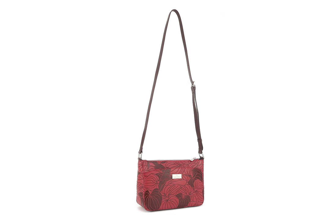 Crossbody Brittney Anthurium Embossed Brown-Red