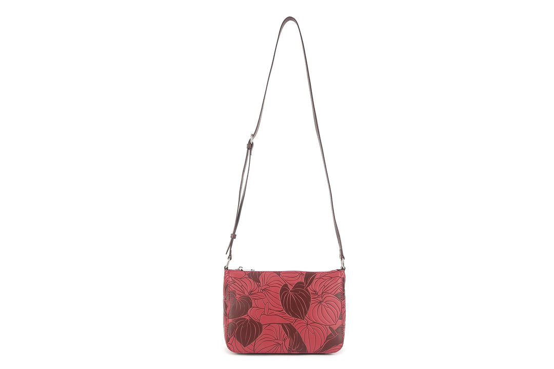 Crossbody Brittney Anthurium Embossed Brown-Red