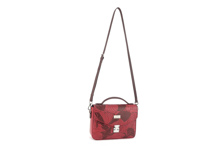 Satchel Alice Anthurium Embossed Brown-Red