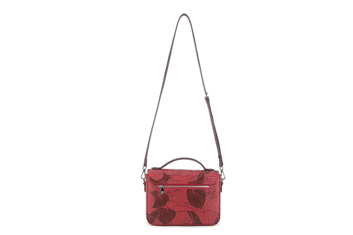 Satchel Alice Anthurium Embossed Brown-Red