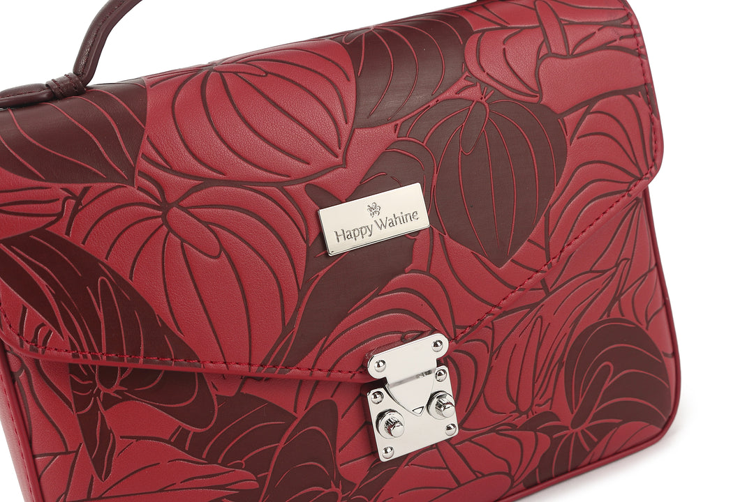 Satchel Alice Anthurium Embossed Brown-Red