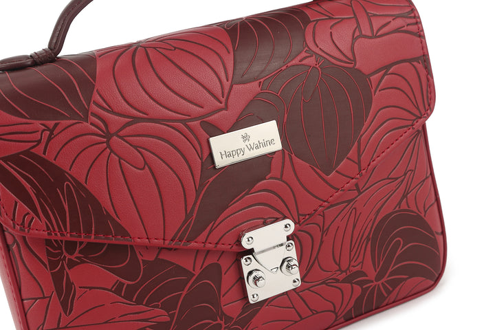 Satchel Alice Anthurium Embossed Brown-Red
