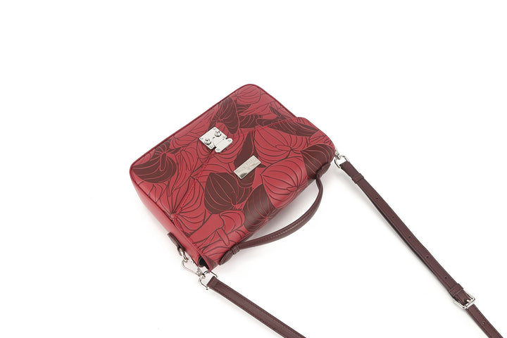 Satchel Alice Anthurium Embossed Brown-Red