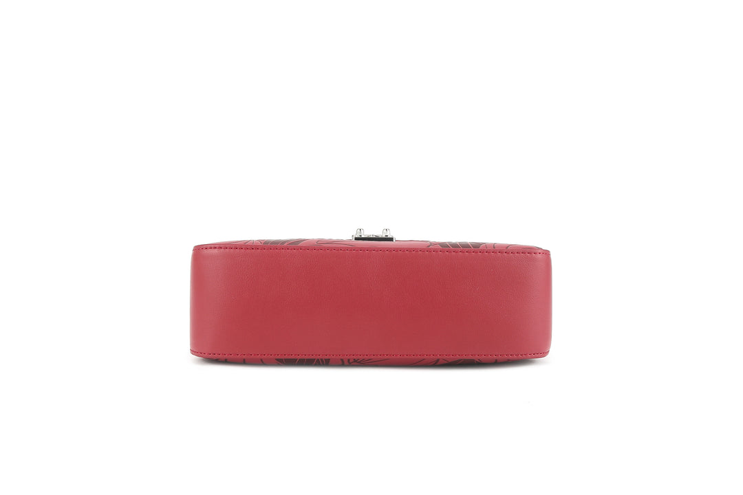 Satchel Alice Anthurium Embossed Brown-Red