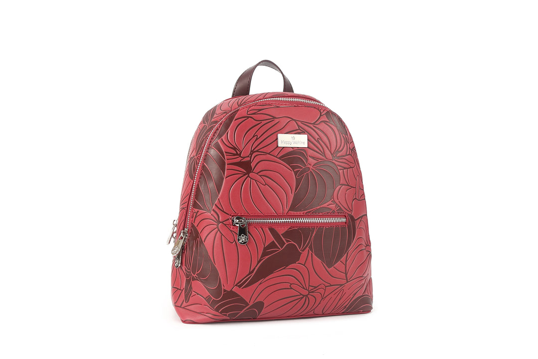Backpack Tiffany Anthurium Embossed Brown-Red