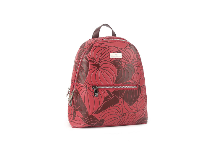 Backpack Tiffany Anthurium Embossed Brown-Red