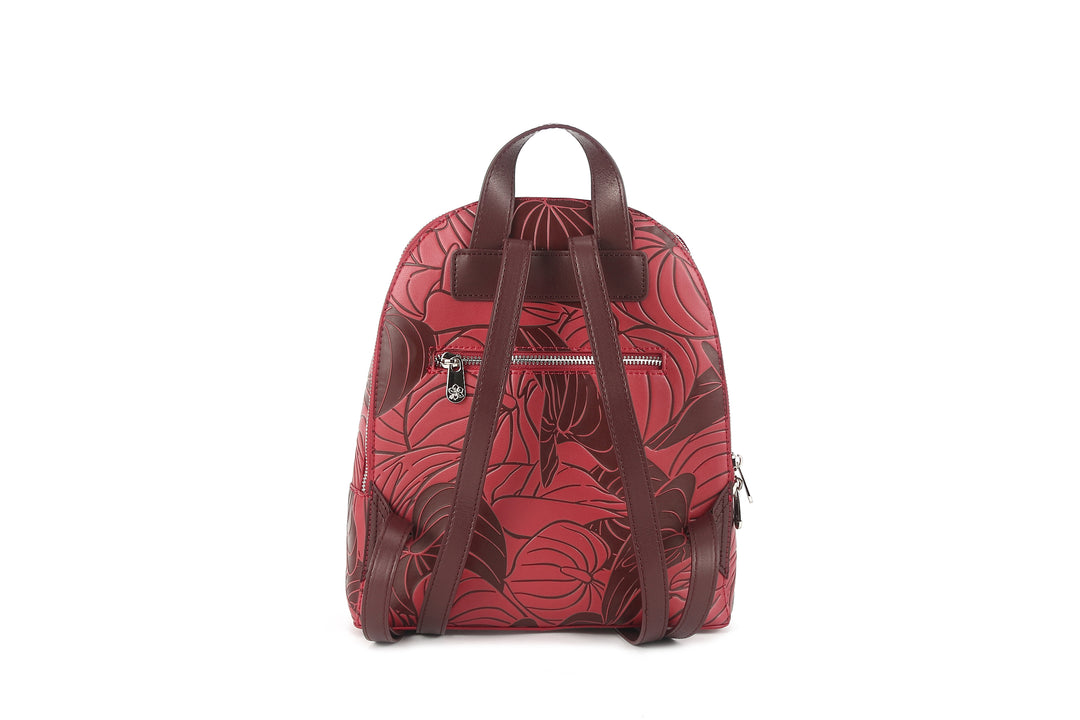 Backpack Tiffany Anthurium Embossed Brown-Red