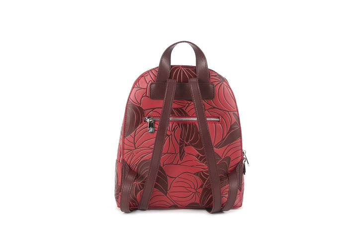Backpack Tiffany Anthurium Embossed Brown-Red