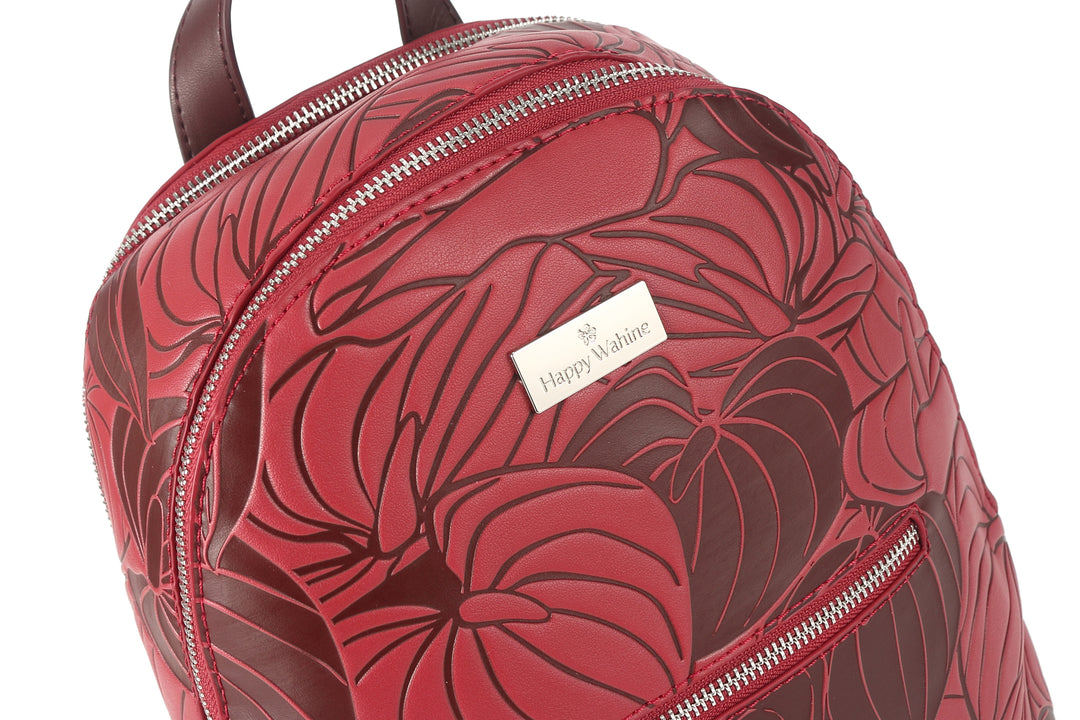 Backpack Tiffany Anthurium Embossed Brown-Red