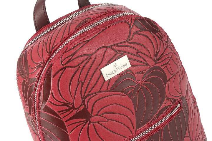 Backpack Tiffany Anthurium Embossed Brown-Red