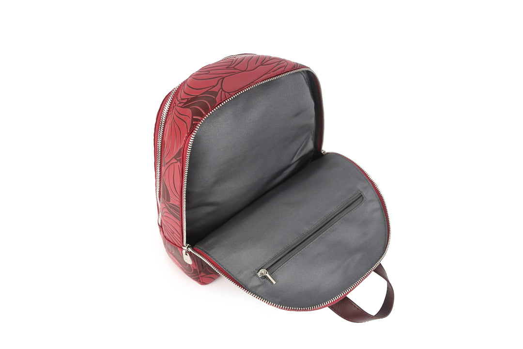 Backpack Tiffany Anthurium Embossed Brown-Red