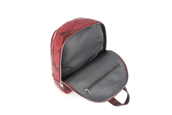 Backpack Tiffany Anthurium Embossed Brown-Red