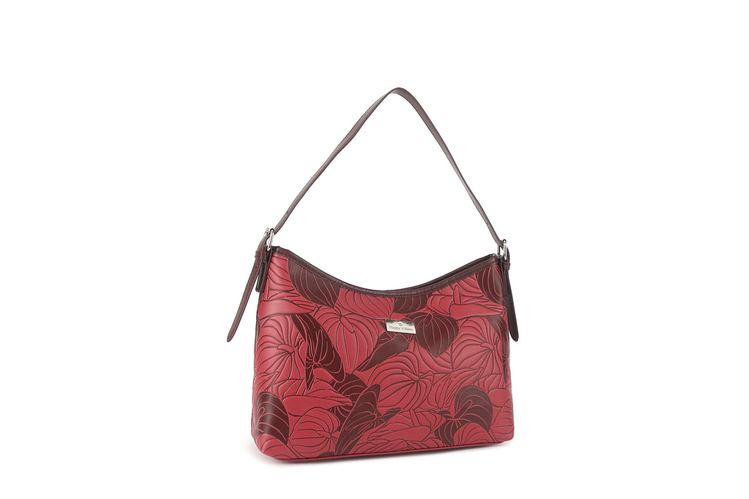 Shoulder Bag Edith Anthurium Embossed Brown-Red