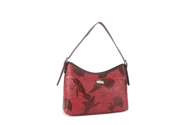 Shoulder Bag Edith Anthurium Embossed Brown-Red