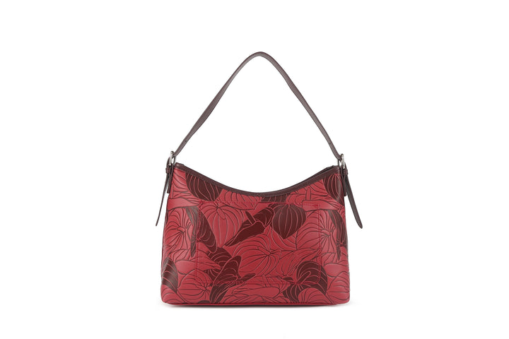 Shoulder Bag Edith Anthurium Embossed Brown-Red