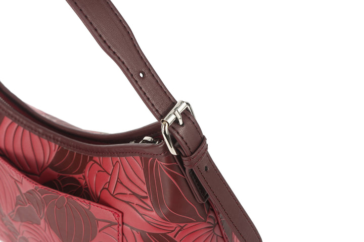 Shoulder Bag Edith Anthurium Embossed Brown-Red