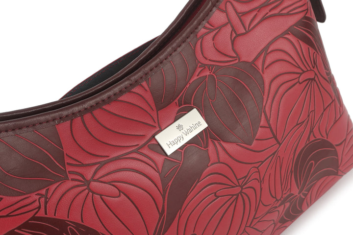 Shoulder Bag Edith Anthurium Embossed Brown-Red