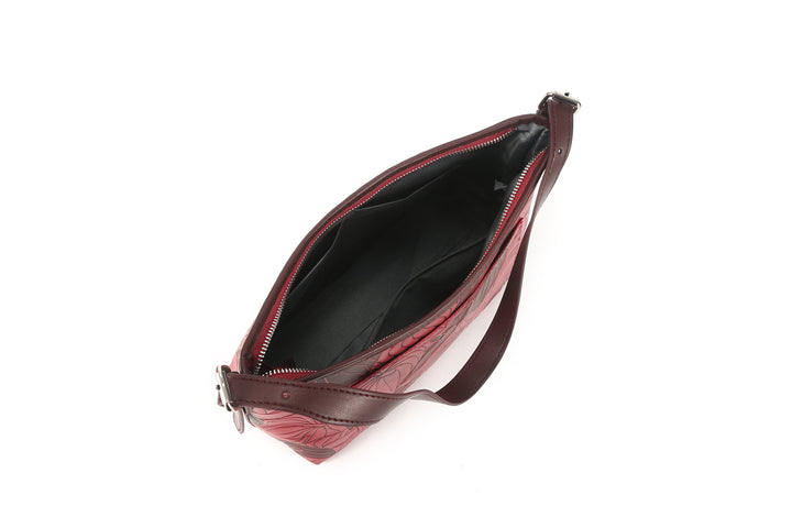 Shoulder Bag Edith Anthurium Embossed Brown-Red