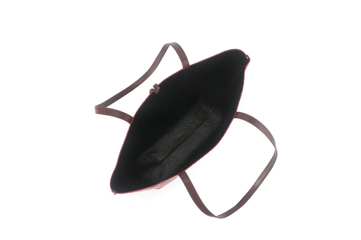 Reversible Tote Nancy Large Anthurium Embossed Brown-Red